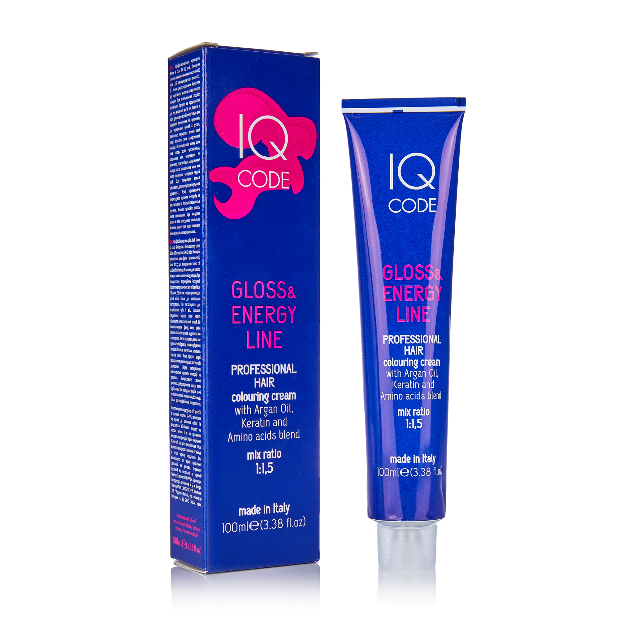 Професійна фарба для волосся IQ Code Gloss &amp; Energy Line, 6/00 Інтенсивний темно-русявий, 100 мл